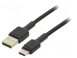 Cable | USB 2.0 | USB A plug,USB C plug | 0.3m | black | 480Mbps | 18W