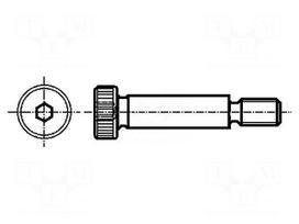 Shoulder screw | steel | M12 | 1.75 | Thread len: 18mm | hex key | Ø: 16mm