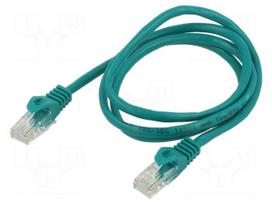 Patch cord | U/UTP | Cat 5e | RJ45 plug,both sides | CCA | 1m | green
