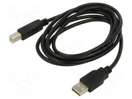 Cable | USB 2.0 | USB A plug,USB B plug | 3m | black | Cu | 28AWG | PVC