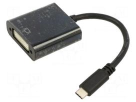 Adapter | DVI-I (24+5) socket,USB C plug | 0.15m | black