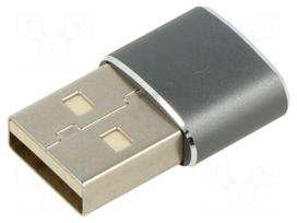 Adapter | OTG,USB 2.0 | USB A plug,USB C socket | aluminium
