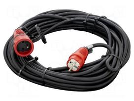 Extension lead | H05RR-F | 3G2.5mm2 | 20m | rubber | black | 16A