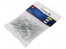 Rivet | aluminium | Rivet diam: 4mm | L.rivet: 18mm | 50pcs.