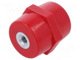 Support insulator | L: 25mm | Ø: 15mm | Uoper: 600V | UL94V-0 | Body: red