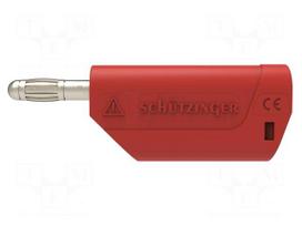 Laboratory connector: 4mm banana | plug | 32A | 30VAC | 60VDC | red