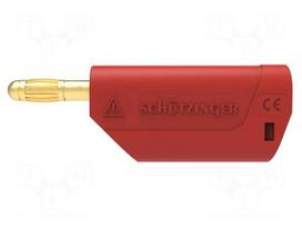 Laboratory connector: 4mm banana | plug | 32A | 30VAC | 60VDC | red
