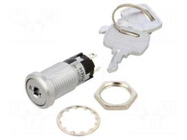 Switch: key switch | Stabl.pos: 2 | ON-ON | SPDT | Cutout: Ø12mm | SK