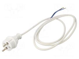 Cable | 2x1mm2 | CEE 7/17 (C) plug,cables | PVC | 1.5m | white | 16A