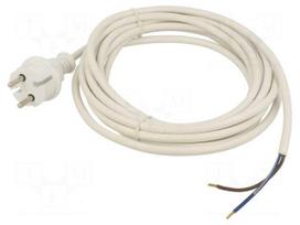 Cable | 2x1.5mm2 | CEE 7/17 (C) plug,cables | PVC | 5m | white | 16A