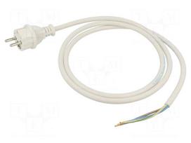 Cable | 3x1.5mm2 | CEE 7/7 (E/F) plug,cables | PVC | 1.5m | white | 16A