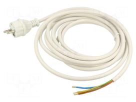 Cable | 3x1.5mm2 | CEE 7/7 (E/F) plug,cables | PVC | 5m | white | 16A