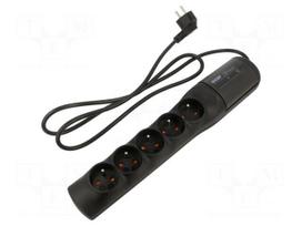 Plug socket strip: protective | Sockets: 5 | 250VAC | 10A | grey