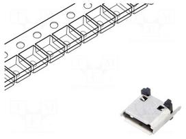Connector: USB B micro | socket | SMT | PIN: 5 | vertical | USB 2.0 | 1.8A