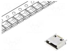 Connector: USB B micro | socket | SMT | PIN: 5 | vertical | USB 2.0 | 1.8A
