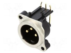 Connector: XLR | socket | male | 6A | 133V | PIN: 3 | angled 90° | THT