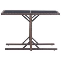 Sodo stalas，Lauko stalas, rudos spalvos, 110x53x72cm, stiklas, poliratanas CFE822790