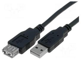 Cable | USB 2.0 | USB A socket,USB A plug | nickel plated | 1.5m