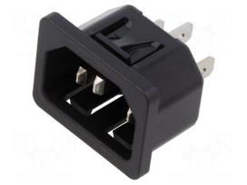 Connector: AC supply | socket | male | 10A | 250VAC | C14 (E) | 6100-4