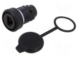 RJ45 socket | 22mm | IP65 | black | -25÷70°C