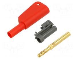 Laboratory connector: 4mm banana | plug | 32A | 1kV | red | gold-plated