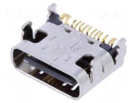 Connector: USB C | socket | on PCBs | SMT | PIN: 12 | angled 90° | USB 2.0