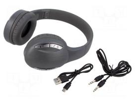 Wireless headphones with microphone | silver | USB B micro | 10m