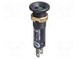 Indicator: LED | flat | green | 48VDC | Ø8mm | IP40 | connectors | plastic