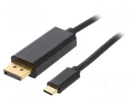 Adapter | HDMI plug,USB C plug | gold-plated | 1.8m | black