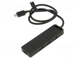Hub USB | USB A socket x4,USB C plug | USB 3.0 | PnP | black | 5Gbps