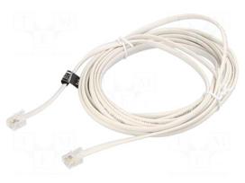 Cable: telephone | RJ11 plug,both sides | Len: 5m | white | 28AWG