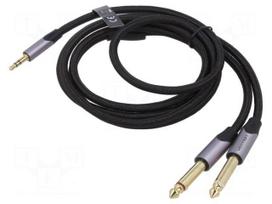 Cable | Jack 3.5mm 3pin plug,Jack 6,3mm plug x2 | 1.5m | black