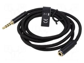 Cable | Jack 3.5mm 4pin socket,Jack 3,5mm 4pin plug | 1m | black