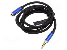 Cable | Jack 3.5mm 4pin socket,Jack 3,5mm 4pin plug | 2m | black