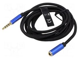 Cable | Jack 3.5mm 4pin socket,Jack 3,5mm 4pin plug | 1.5m | black