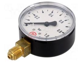 Manometer | 0÷1bar | bottom connection | Thread: G 1/4" | 63mm | metal