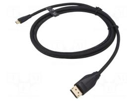 Adapter | DisplayPort plug,USB C plug | gold-plated | 2m | PVC