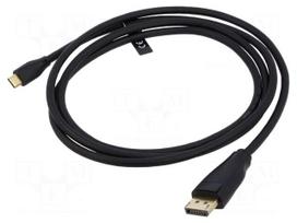 Adapter | DisplayPort plug,USB C plug | gold-plated | 1.5m | PVC