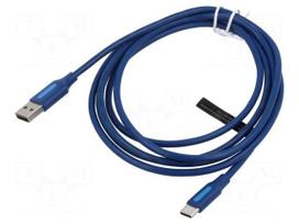 Cable | USB 2.0 | USB A plug,USB C plug | nickel plated | 2m | PVC
