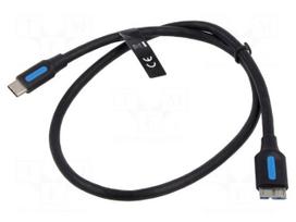 Cable | USB 3.0 | USB B micro plug,USB C plug | nickel plated | 0.5m