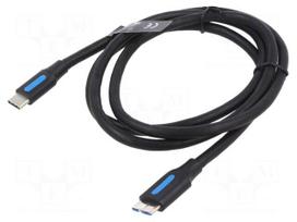 Cable | USB 3.0 | USB B micro plug,USB C plug | nickel plated | 1m