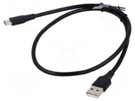 Cable | USB 2.0 | USB A plug,USB C plug | nickel plated | 0.5m | black