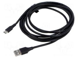Cable | USB 2.0 | USB A plug,USB C plug | nickel plated | 3m | black