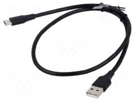 Cable | USB 2.0 | USB A plug,USB C plug | nickel plated | 0.25m | PVC