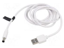Cable | USB A plug,DC 5,5/2,5 plug | white | 1m | Cu,tinned