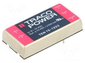 Converter: DC/DC | 15W | Uin: 9÷18VDC | Uout: 15VDC | Uout2: -15VDC | THT