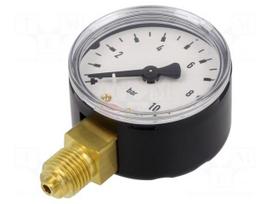 Manometer | 0÷10bar | bottom connection | Thread: G 1/4" | 50mm | metal