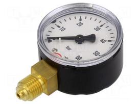 Manometer | 0÷60bar | bottom connection | Thread: G 1/4" | 50mm | metal