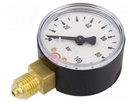 Manometer | 0÷100bar | bottom connection | Thread: G 1/4" | 50mm