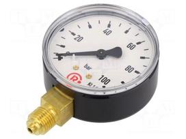 Manometer | 0÷100bar | bottom connection | Thread: G 1/4" | 63mm
